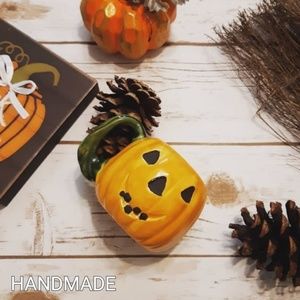 Handmade Pumpkin Pottery Handpainted Halloween Mug